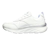 Skechers Femme D'lux Walker Timeless Path Basket, Cuir Blanc avec Bordure Argentée, 39 EU