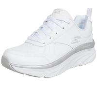 Skechers Femme D'lux Walker Timeless Path Basket, Cuir Blanc avec Bordure Argentée, 41 EU