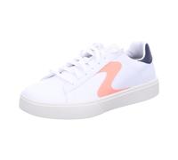 Skechers Femme Eden LX Top Grade, Duraleather Blanc Bordure Rose Marine, 38 EU