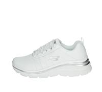 Skechers Femme Fashion Fit Effortless Baskets, White Leather/Silver Trim, 38 EU