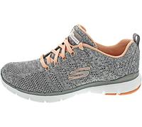 Skechers Femme Flex Appeal 3.0-High Tides Baskets, Grey Knit Mesh/Coral Trim, 36 EU