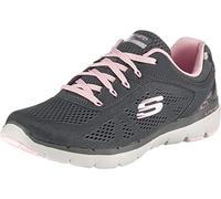 Skechers Femme Flex Appeal 3.0-Moving Fast Baskets, Gris (Charcoal Mesh/Duraleather/Pink Trim Ccpk), 39 EU