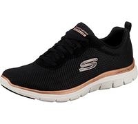 Skechers Femme Flex Appeal 4.0 Brilliant View Basket, Black Mesh Rose Gold Trim, 38.5 EU