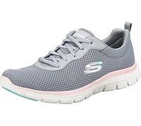 Skechers Femme Flex Appeal 4.0 Brilliant View Basket, Gray Mesh Light Pink Trim, 37.5 EU