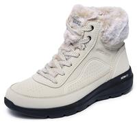 Skechers Femme Glacial Ultra Mountain Muse Botte Tendance, Natural/Black Synthetic, 36 EU