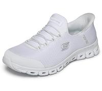 Skechers Femme Glide-Step-Pursuit Hands Free Slip-ins Basket, White Mesh/Silver Trim, 35 EU