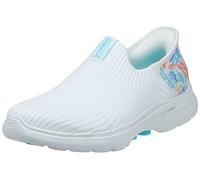 Skechers Femme Go Walk 6 Basket, White Textile Turquoise Trim, 39 EU