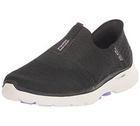 Skechers Femme GO Walk 6 Fabulous View Sneakers,Sports Shoes, Black Textile/Lavender Trim, 37 EU
