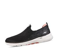 Skechers Femme Go Walk 6-Glimmering Basket, Black Textile/Pink Trim, 36.5 EU
