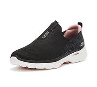 Skechers Femme Go Walk 6-Glimmering Basket, Black Textile/Pink Trim, 41 EU