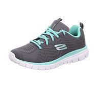 Skechers Femme Graceful-Get Connected Baskets, Charcoal Mesh Vert Trim, 38 EU