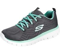 Skechers Femme Graceful-Get Connected Baskets, Charcoal Mesh Vert Trim, 39 EU