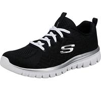 Skechers Femme Graceful-Get Connected Baskets, Noir Mesh Blanc Trim, 38 EU
