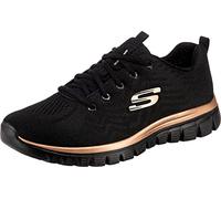 Skechers Femme Graceful Get Connected Trainers, Black Mesh/Rose Gold Trim, 35 EU