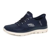 Skechers Femme Hands Free Slip-ins Summits Classy Night Basket, Navy Mesh/Silver Trim, 38 EU
