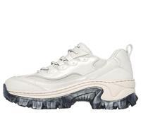Skechers Femme Haute Brillance Doja'lite Baskets, Garniture en Maille Durabuck en Cuir patnet Blanc cassé, 36 EU