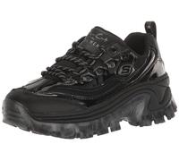 Skechers Femme Hi-Ryze Doja'Lite Shine Baskets, Black Patnet Leather Durabuck Mesh Trim, 35.5 EU