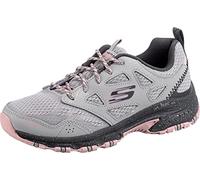 Skechers Femme Hillcrest Pure Escapade Chaussure de Marche, Maille en Cuir Gris avec Bordure Rose, 39.5 EU