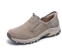 Skechers Femme Hillcrest Sunapee, Daim Taupe Lycra Bordure Rose Clair, 38.5 EU