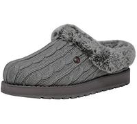 Skechers Keepsakes - Ice Angel Flache Hausschuhe Femme, Gris (Charcoal Cable Knit Sweater/Faux Fur Trim Ccl), 35 EU