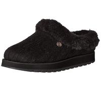 Skechers Femme Keepsakes - Ice Angel slipper, Black Cable Knit Sweater Faux Fur Trim, 37.5 EU