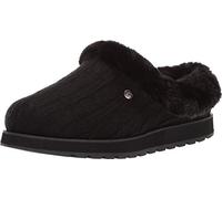 Skechers Keepsakes - Ice Angel Flache Hausschuhe Femme, Black Cable Knit Sweater/ Faux Fur Trim, 38.5 EU