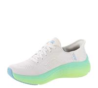 Skechers Max Cushioning Elite 2.0 Solace Baskets à Enfiler Mains Libres pour Femme, Blanc/Bleu/Vert anis, 38 EU
