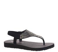 Skechers Femme Meditation Tongs, Noir (Black Mitobuck/Smoke Rhinestone Blk), 39 EU