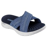 Skechers Femme O-t-g Womens Sandales Go Walk Flex impressionnées, Tissu Bleu Marine, 37 EU