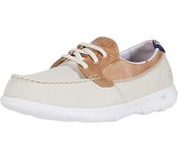 Skechers Femme Go Walk Lite Playa Vista Baskets, Bordure en Textile Naturel, 38 EU
