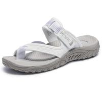 Skechers Femme Reggae-Seize The Day-Toe Thong Sandal Bout Ouvert, Blanc (White WHT), 38.5 EU