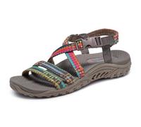 Skechers Sandale femme Reggae Sew Me – Bride arrière tissée bohème à lanières Taupe Multi 40 EU