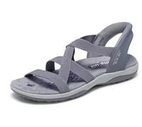 Skechers Femme Reggae Slim - Stretch Flex Hands Free Slip-ins Sandale, Gris, 38 EU