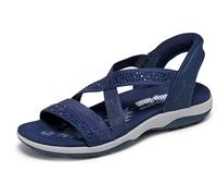 Skechers Femme Reggae Slim - Summer Sparkle, bleu marine, 38 EU