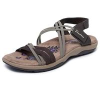 Skechers Femme Reggae Slim-Takes Two Sandale Plate, Chocolat, 44 EU