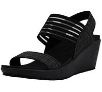 Skechers Femme Rumbers-Sci FI Sandale cale, Noir, 38 EU Large