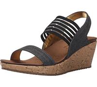 Skechers Femme Rumbers-Sci FI Sandale cale, Noir, 38 EU Large