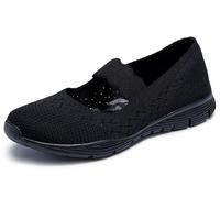Skechers Seager Power Hitter Chaussures Mary Jane en maille technique pour femme, noir/noir, 38.5 EU