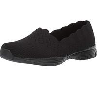 Skechers Femme Seager-Stat Baskets à Enfiler, Noir Noir Tricot Plat BBK, 37.5 EU Large