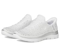 Skechers Femme Summits-Brilliant Shine Hands Free Slip-ins Basket, Blanc argenté WSL, 43 EU