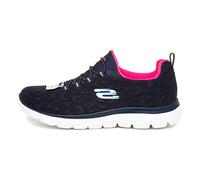 Skechers Femme Summits Leopard Spot Espadrilles, Navy Mesh/Hot Pink Trim, 37 EU