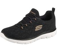 Skechers Femme Summits Leopard Spot Baskets, Black Mesh/Rose Gold Trim, 37.5 EU