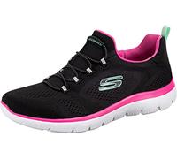 Skechers Femme Summits Perfect Views Basket, Bordure en Maille Noire Rose Vif, 37 EU