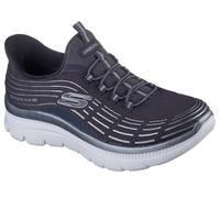 Skechers Baskets Summits Plus Soft Luster pour femme, maille anthracite, bordure argentée, 39 EU