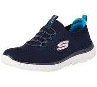 Skechers Femme Summits Top Player Basket, Navy Knit Teal Pink Trim, 38 EU
