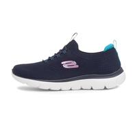 Skechers Baskets femme Summits Top Player – Maille bleu marine, liserés sarcelle et rose – 36 EU