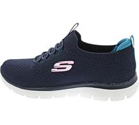 Skechers Baskets Femme Summits Top Player – Maille bleu marine, garniture sarcelle et rose – 42 EU