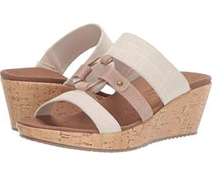 Skechers Femme Toboggan Sandale cale, Naturel, 43 EU