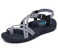 Skechers Femme Sandale String à Bout Sport, Noir/Blanc, 36 EU