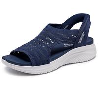 Skechers Femme Ultra Flex 3.0-Sun Warmth Hands Free Slip-ins Sandale, Bleu Marine, 38 EU